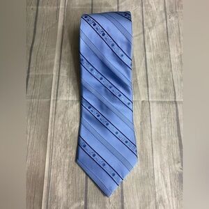 Van Heusen Blue Diagonal Striped Ditsy Floral 100% Silk 58” Mens Suit Tie